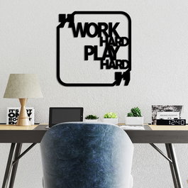 Wallity Work Hard Play Hard Escultura de Pared Negra